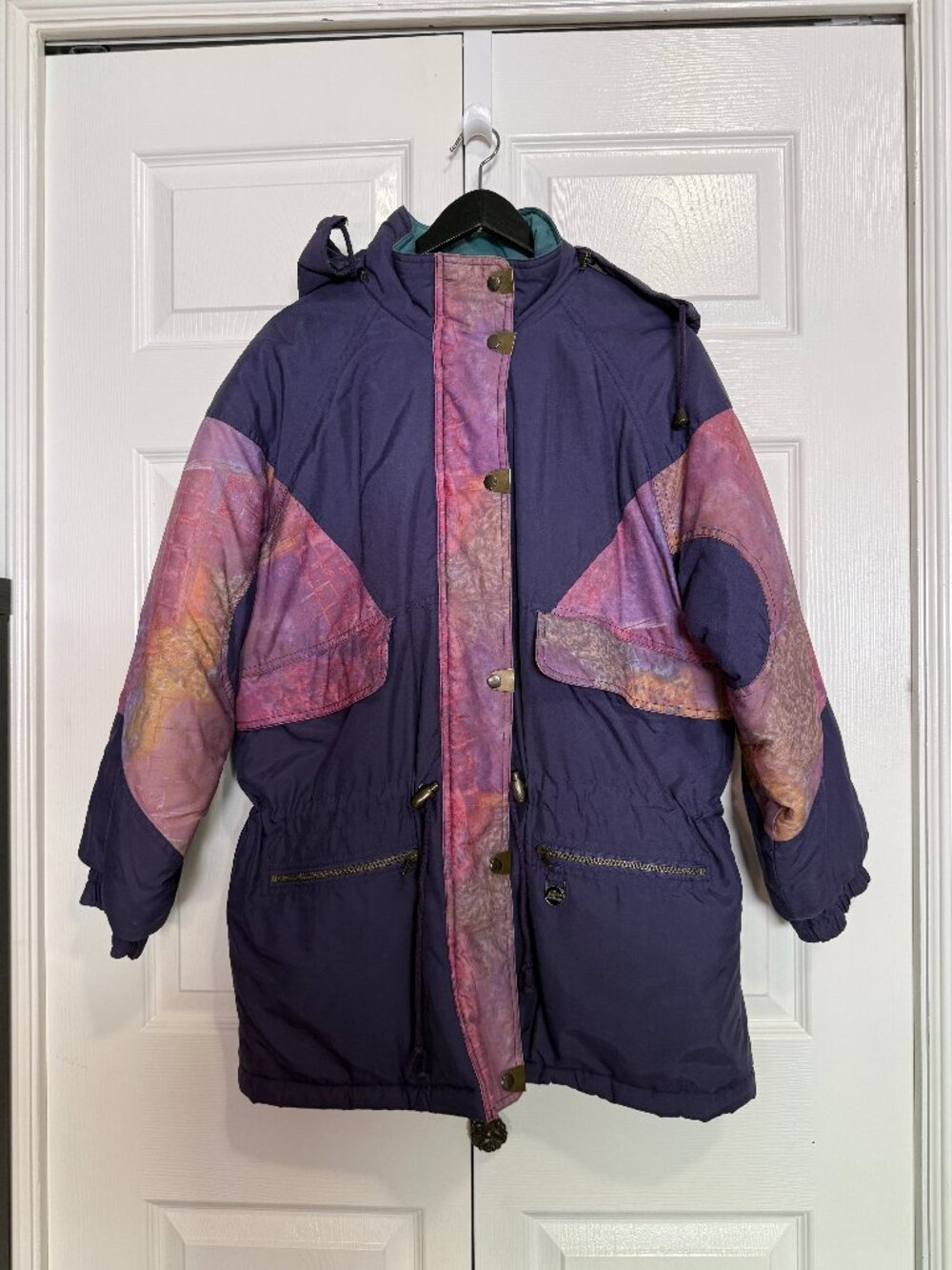 Vintage 80s Polar Wear Polar Patrol Colorblock Ski Parka Jacket Purple Pink